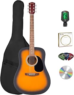 Fender FA Series Dreadnought Acoustic Guitar - Sunburst Bundle with Gig Bag, Tuner, Strings, Picks, and Austin Bazaar Instructional DVD