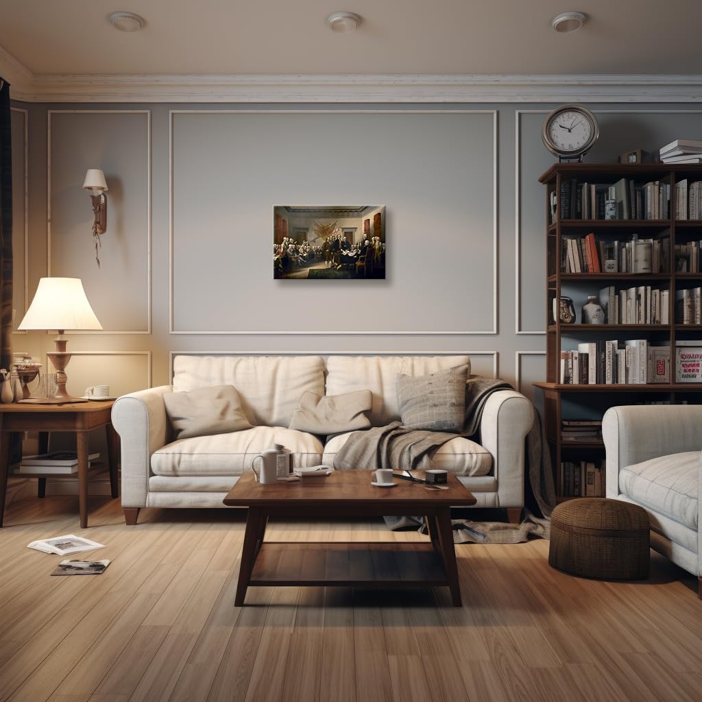 Wallpicss The Declaration of Independence Poster Prints Framed Vintage Wall Art Famous Paintings Canvas Living Room Pictures Wall Decor 12x18 inches