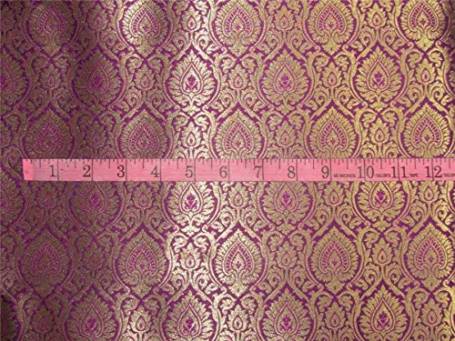 Amazon.com: Brocade Fabric Purple x Metallic Gold Color 44