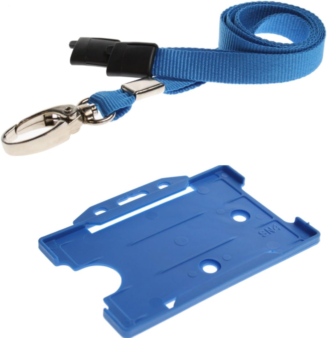 Lanyard Neck Strap 10mm Wide with Metal Lobster Clip and Safety Breakaway with Badge Pass Card ID Holder for Credit Card Sized ID Cards – Blue (Pack of 2) by ID Card It