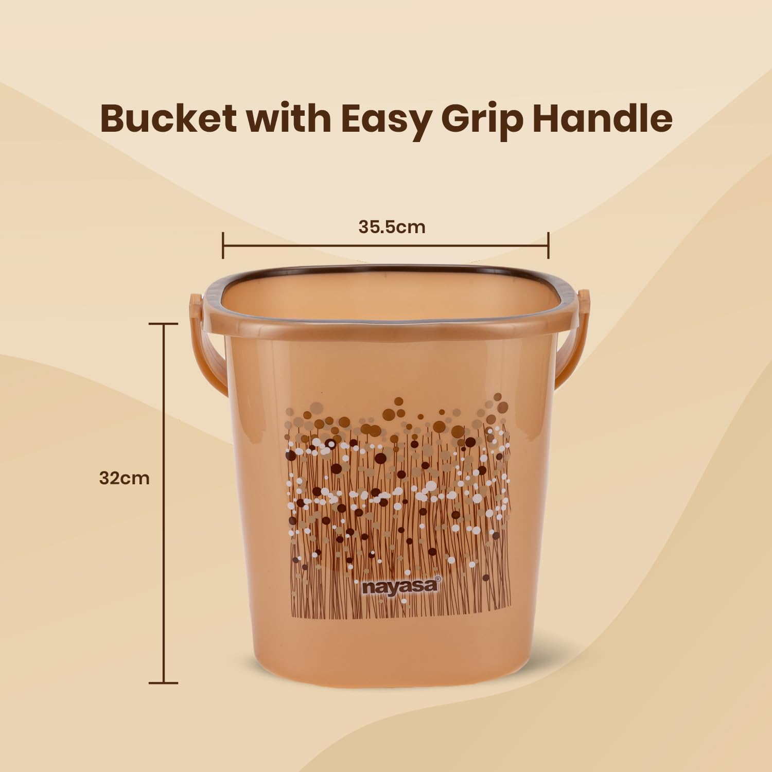 Funk Square 3 Pcs Bathroom Set | Bucket 25 L + Mug 1.5 L + 508 Stool | Bathroom Set | Bath Set for Bathroom | Brown