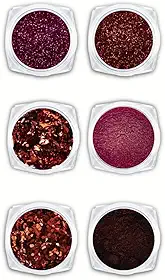Kit 6 Glitter Pó Cromado Metalizado Unhas de Gel Vermelho