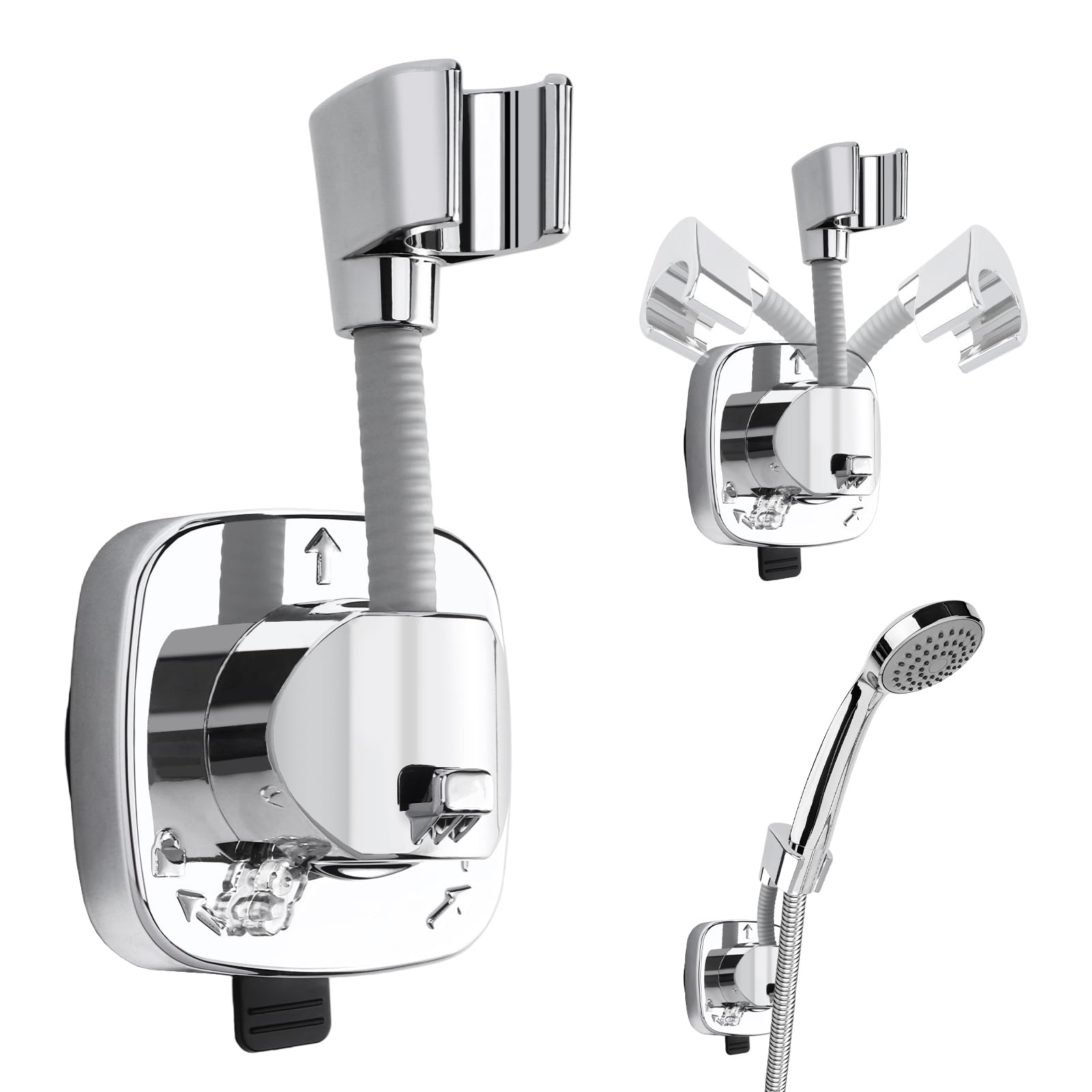 Supporto per soffione doccia senza foratura, supporto per doccetta, supporti per soffione doccia, ruotabile a 360°, con ventosa