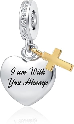 GMXLin Dije de cruz religiosa con dije de corazón cristiano de la Biblia para mujeres, pulseras de abuela y mamá