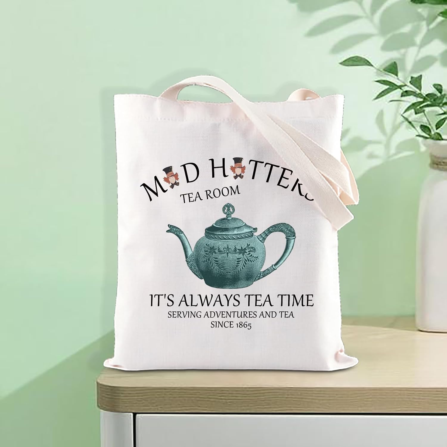 FOTAP Mad Hatters Merch Alice Tea Party Tote Bag - Tea Time Inspired Gift Bag image 3