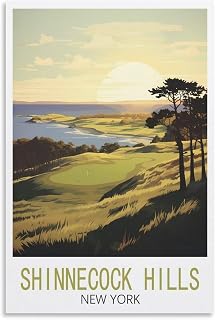 HNROJICO Shinnecock Hills Golf Vintage Travel Poster Sunset 08x12inch(20x30cm) Canvas Wall Art Poster Prints, Bedroom Living Room Decoration Painting, Unframe-style