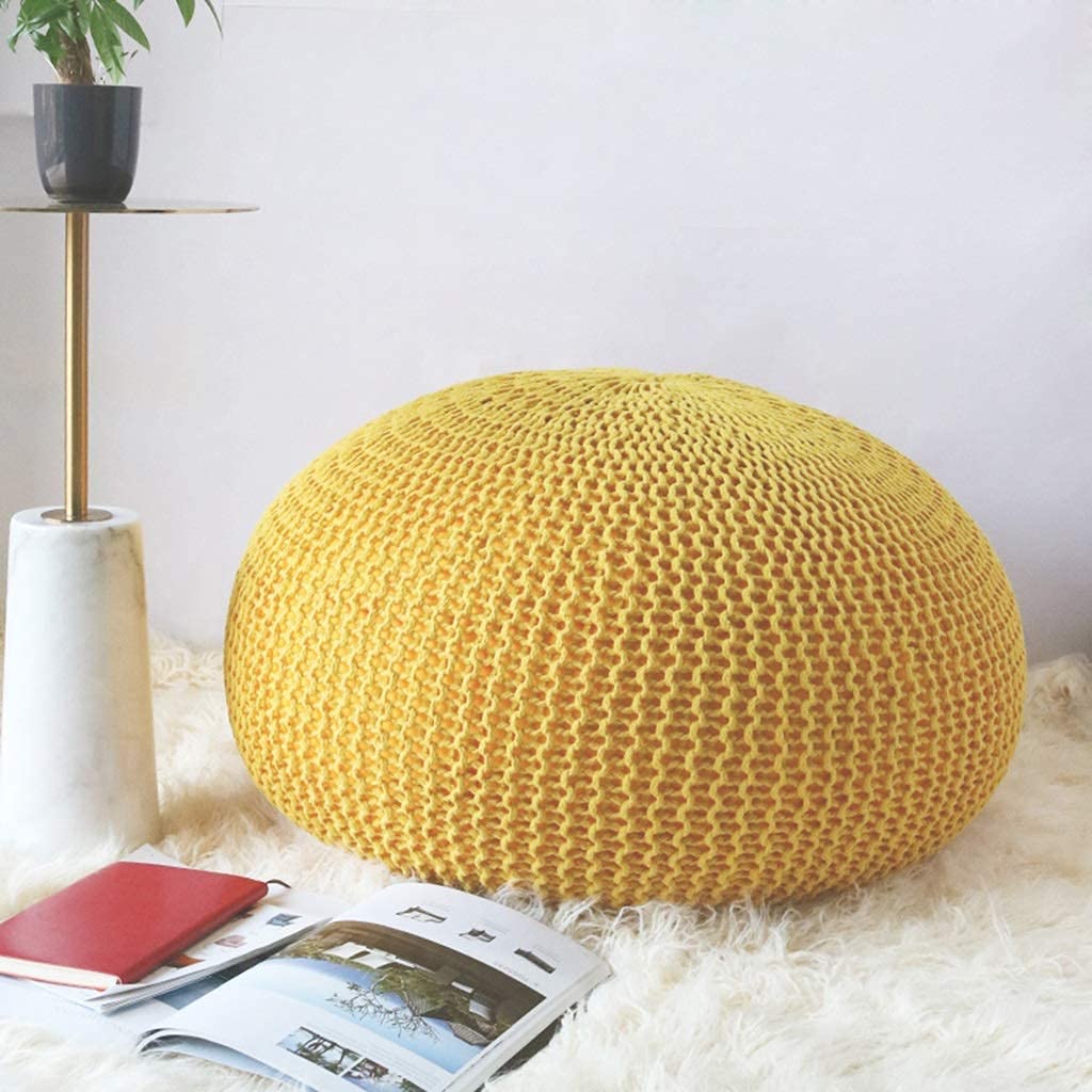 Repose-pieds pouf de salon en cordon tressé main 100% coton haut de gamme