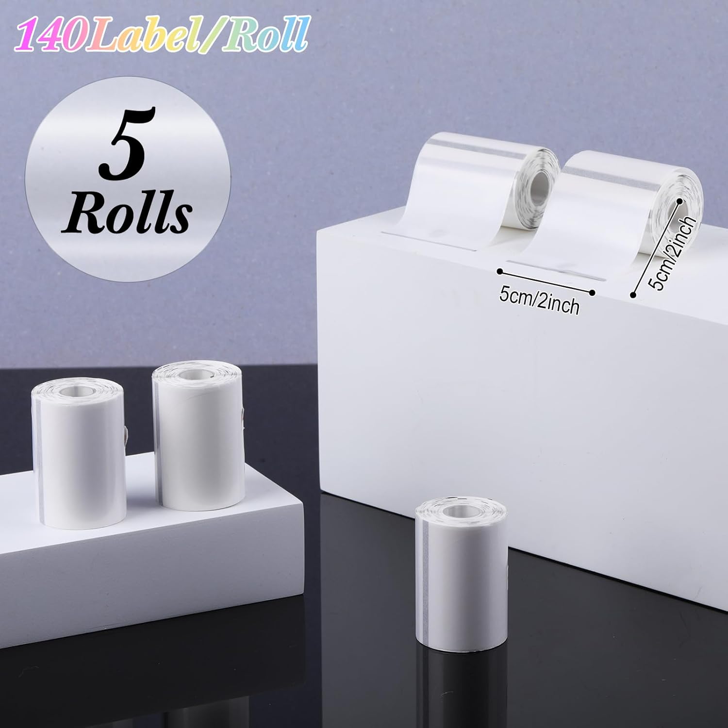 700 Pcs 2 Inch Round Thermal Labels Waterproof Circle Direct Thermal Stickers Printable Labels for Valentine's Day Gift Wrapping Thanks Card Small Business Logo(Clear,Round) - Image 2