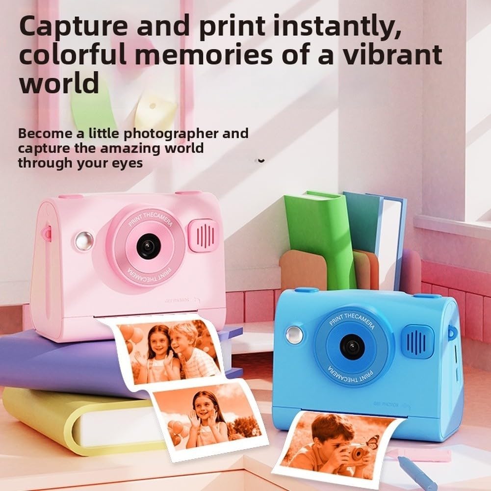 Fotocamera istantanea Dual Lens ABS Blu Fotocamera istantanea Dual Lens(Blue Print Camera) | Sistema a doppia lente, anteriore e posteriore, materiale ABS, colori blu e rosa, design compatto
