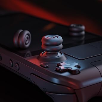 PlayVital Thumb Grips for Steam Deck LCD & OLED (4-Pack), Thumb Cushion Caps with Anti-Slip Texture, Height-Boost Joystick Cover for Steam Deck Accessories, Joystick Protection - Black