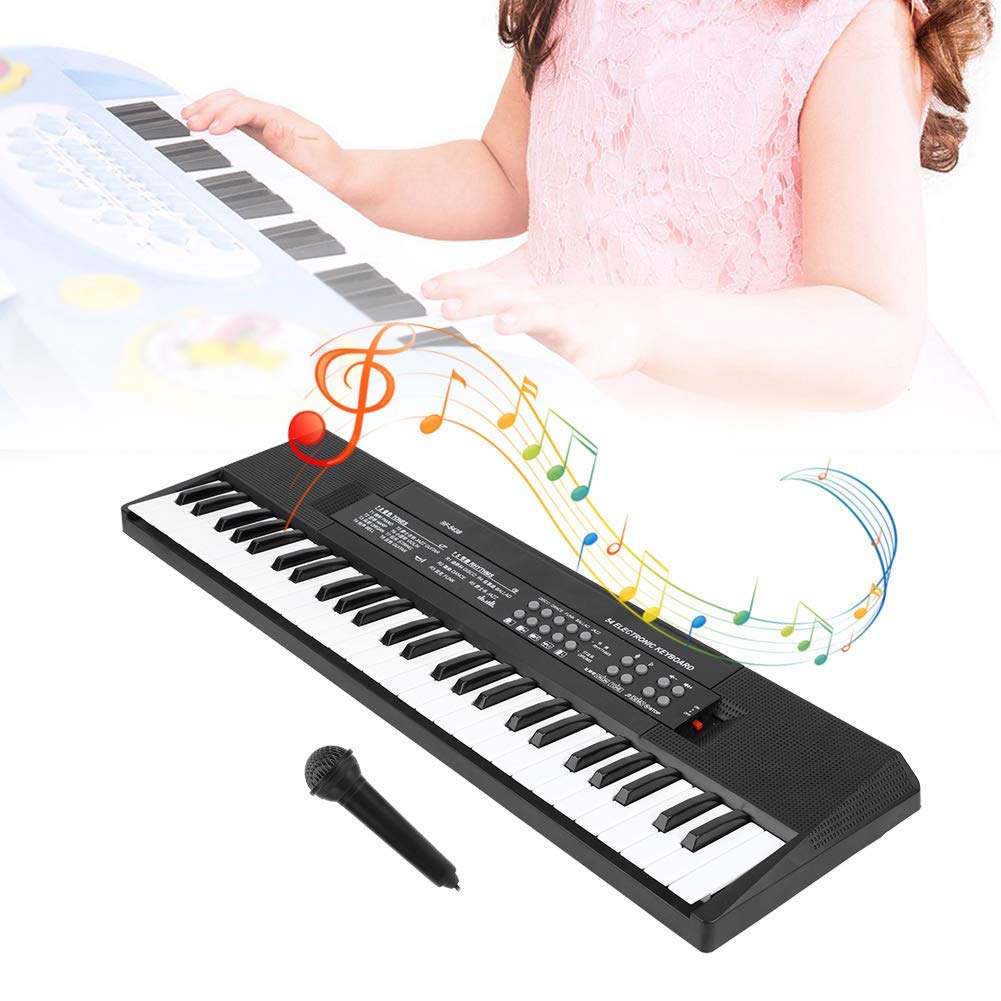 Teclado de piano digital Teclados de electrónico 54 teclas con micrófono función de grabación para uso en interiores exteriores