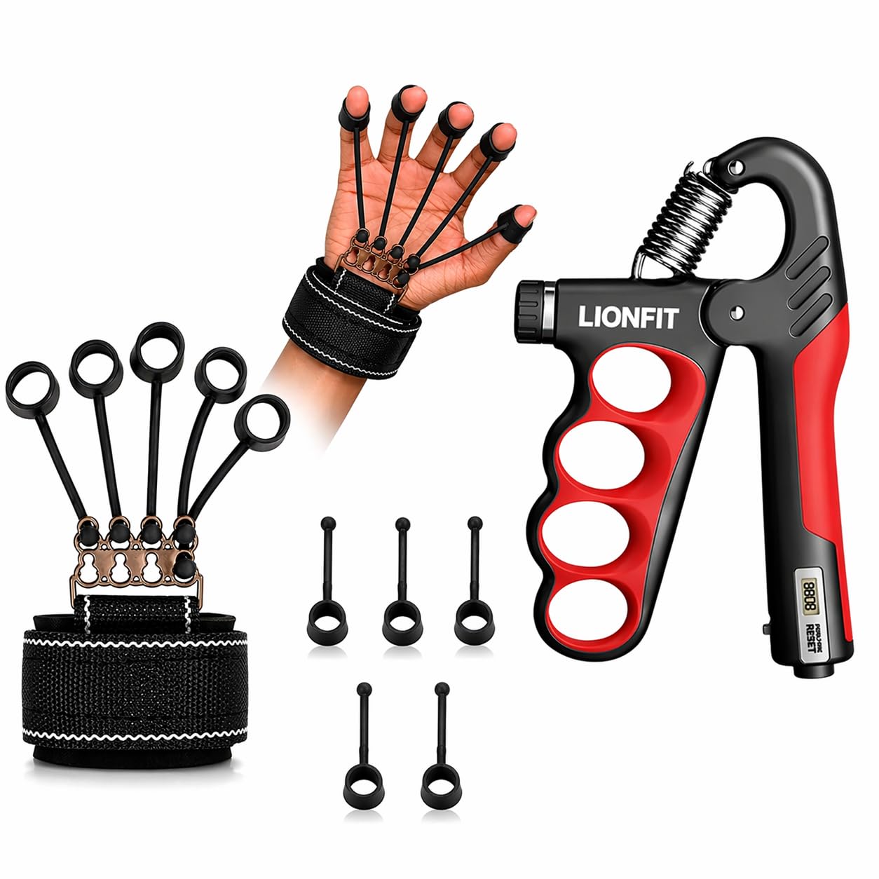 Adjustable Hand Grip Strengthener with Finger Exerciser Combo, Forearm, Wrist & Grip Trainer for Home Gym Workout Equipment for Men & Women (Counter Adjustable- 5-100 Kg)-image-38