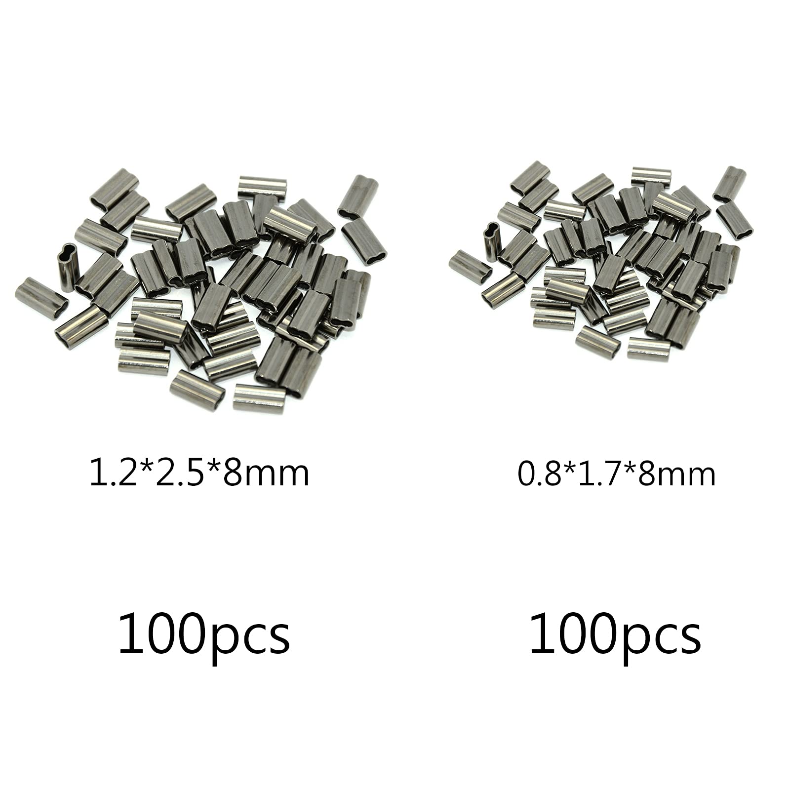 Conectores De Tubo Línea De Pesca, Crimp Sleeves, Manguito Doble Barril Crimpado, 200 Piezas De Manguitos Engarzados De Cobre De 1,2 Mm y 0,8 Mm, Adecuado para Prensar, Hilo De Pescar con Férula