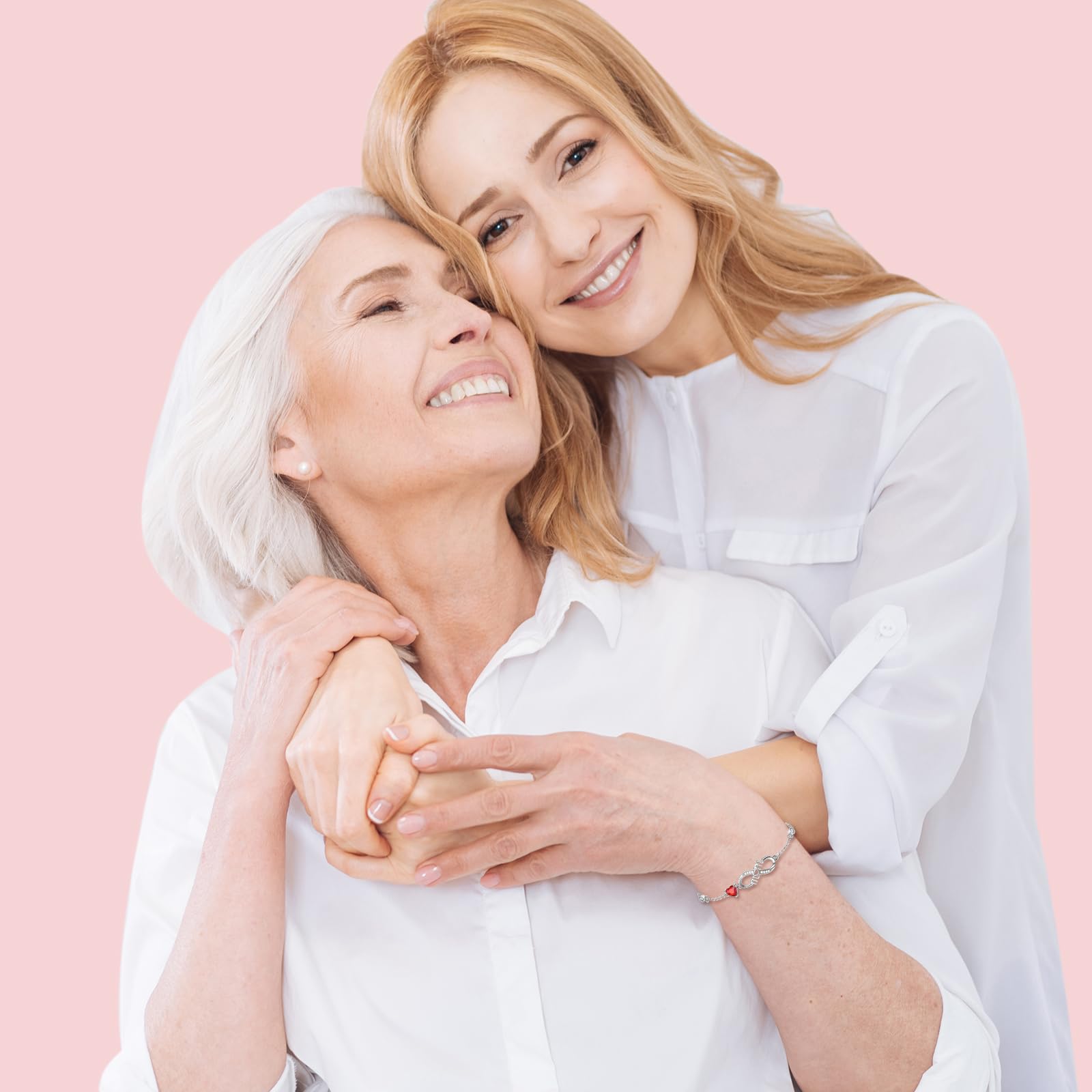 Tusuzik Bracciale Argento 925 Donna, Bracciale Infinito Donna Argento 925 con Cuore Zirconi Regolabile Bracciali Donna Gioielli Regalo per Mamma Amica Ragazza