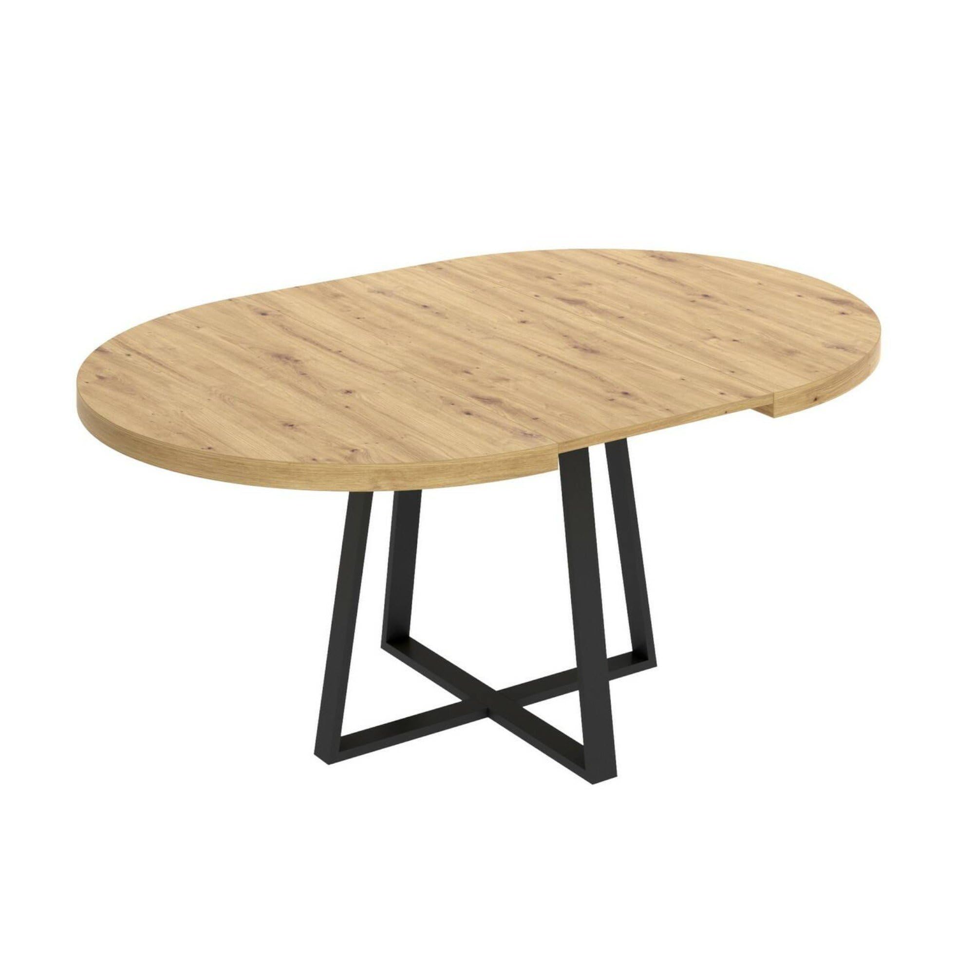 Dmora -Tavolo allungabile Casarola, Consolle estensibile rotondo, Tavolo da pranzo multiuso ovale, 110/158x110h77 cm, Rovere Nodi