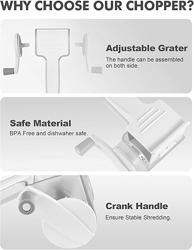 Miniatura 4 de Rallador giratorio de queso, rallador de queso de mano para cocina, rallador de queso de manivela con hoja de acero inoxidable para queso, nueces,
