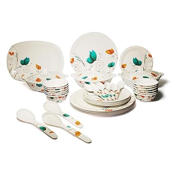 Melamine ''Make Your Own Dinner Set'', Unbreakable, Hygienic with Long Lasting Prints, Designer Set. (40pcs- 622)