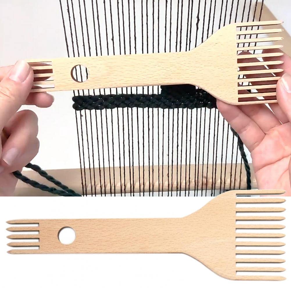 Loom Comb Fashion Convenient Clothes Wooden Weaving Shuttle Polished Loom Comb Hanging Hole Stitching DIY Machinery Accessories - (Color: Wooden Color, Style A)