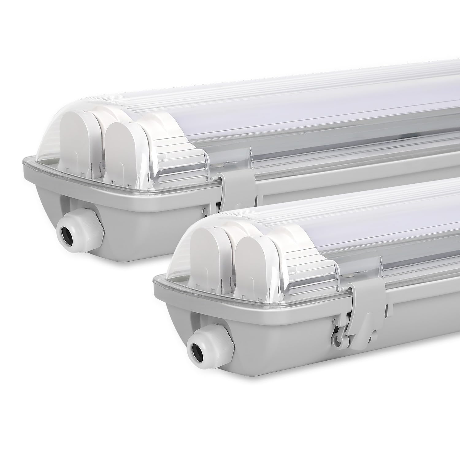 Sonnewelt LED Feuchtraumleuchte 120cm 2er 6500K Kaltweiß 2x 18W Röhre 3600lm IP65 Wasserfest T8 Werkstattlampe Röhrenlampe Komplett Wannenleuchte Leuchte für Garage Keller Büro Warenhaus