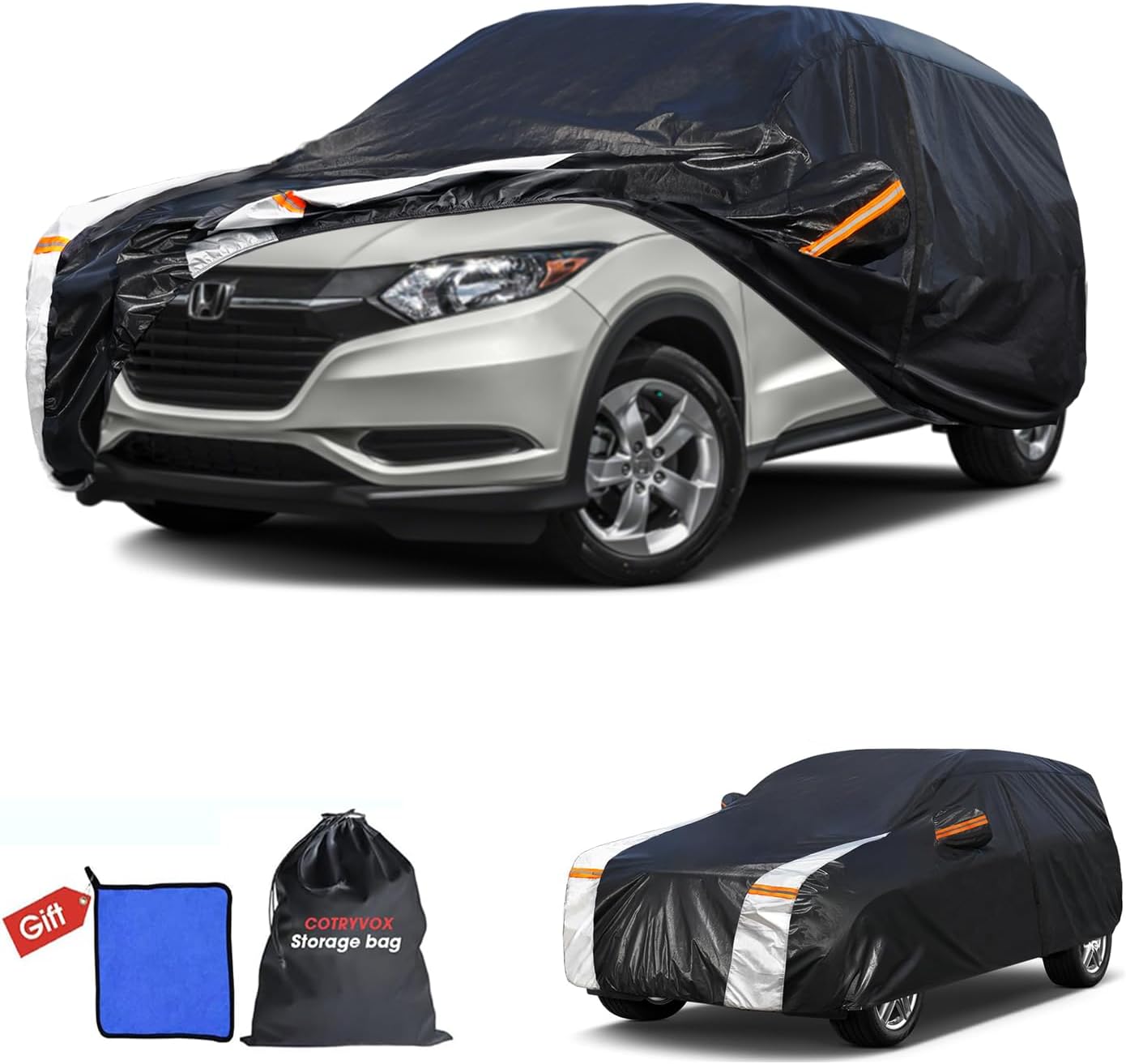 Honda HRV Car Cover 100% Waterproof All Weather, Gift with Towel, 10 Layers SUV Car Cover Custom Fit 2015-2026 Honda HRV, Full Exterior Covers Rain Sun UV Protection with Door Zipper. Custom fit Honda HR-V+Towel+Storag Bag