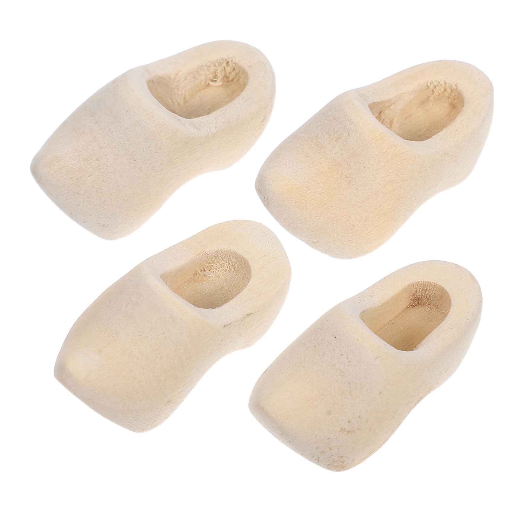 2 Paar Mini Holzschuhe DIY - Unbemalte Puppenhaus Schuhe Zum Basteln & Dekorieren