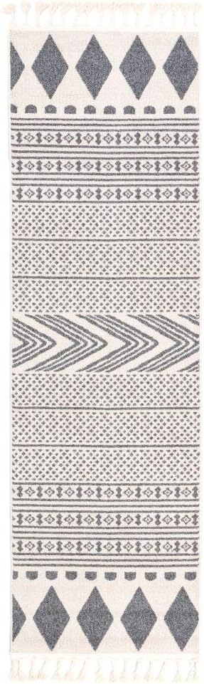 Well Woven Loop-De-Loop Cruce Tribal Moroccan Geometric Grey Kilim-Style 2'7" X 9'3" Runner Rug