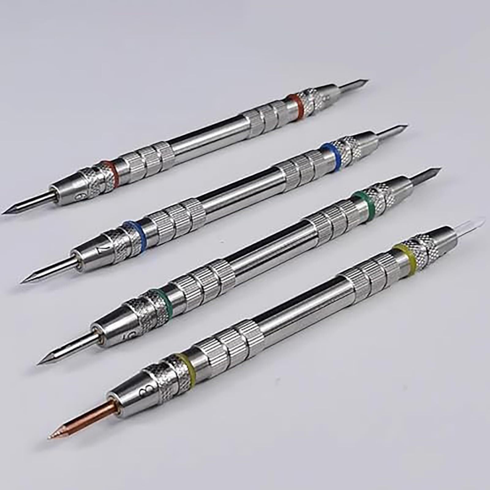 Kit de test de dureté Mohs - Paquet de 4 pics en acier inoxydable avec boîte de rangement, aiguille de notation à double extrémité avec différents niveaux de dureté, for les tests minéraux