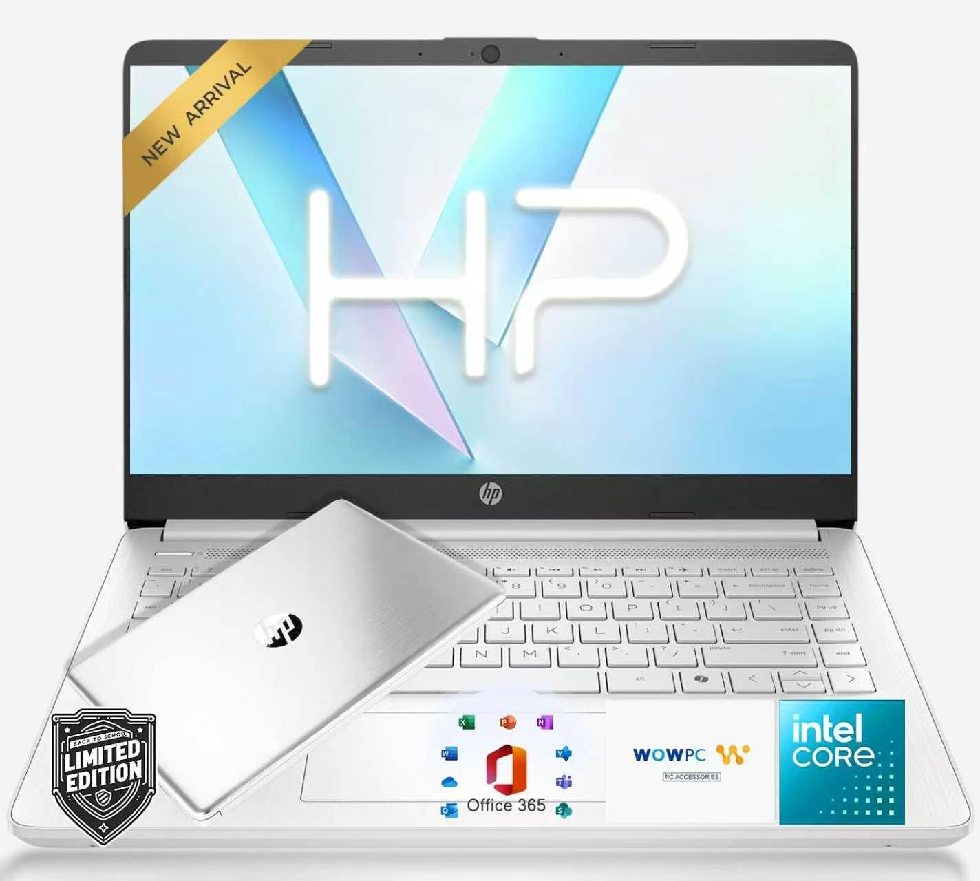 HP Ultrabook Laptop with Copilot AI • 2026 Edition • Latest Intel 4-Core N150 CPU • 8GB RAM • 128GB SSD + 1TB Cloud Storage • Microsoft 365 • Windows 11 • Thin & Portable • w/o Mouse