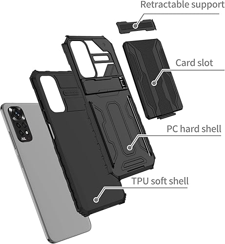 Miniatura 6 de Asuwish Funda de teléfono para Xiaomi Redmi Note 11S11 4G con cubierta protectora de pantalla de vidrio templado y soporte delgado para tarjeta de