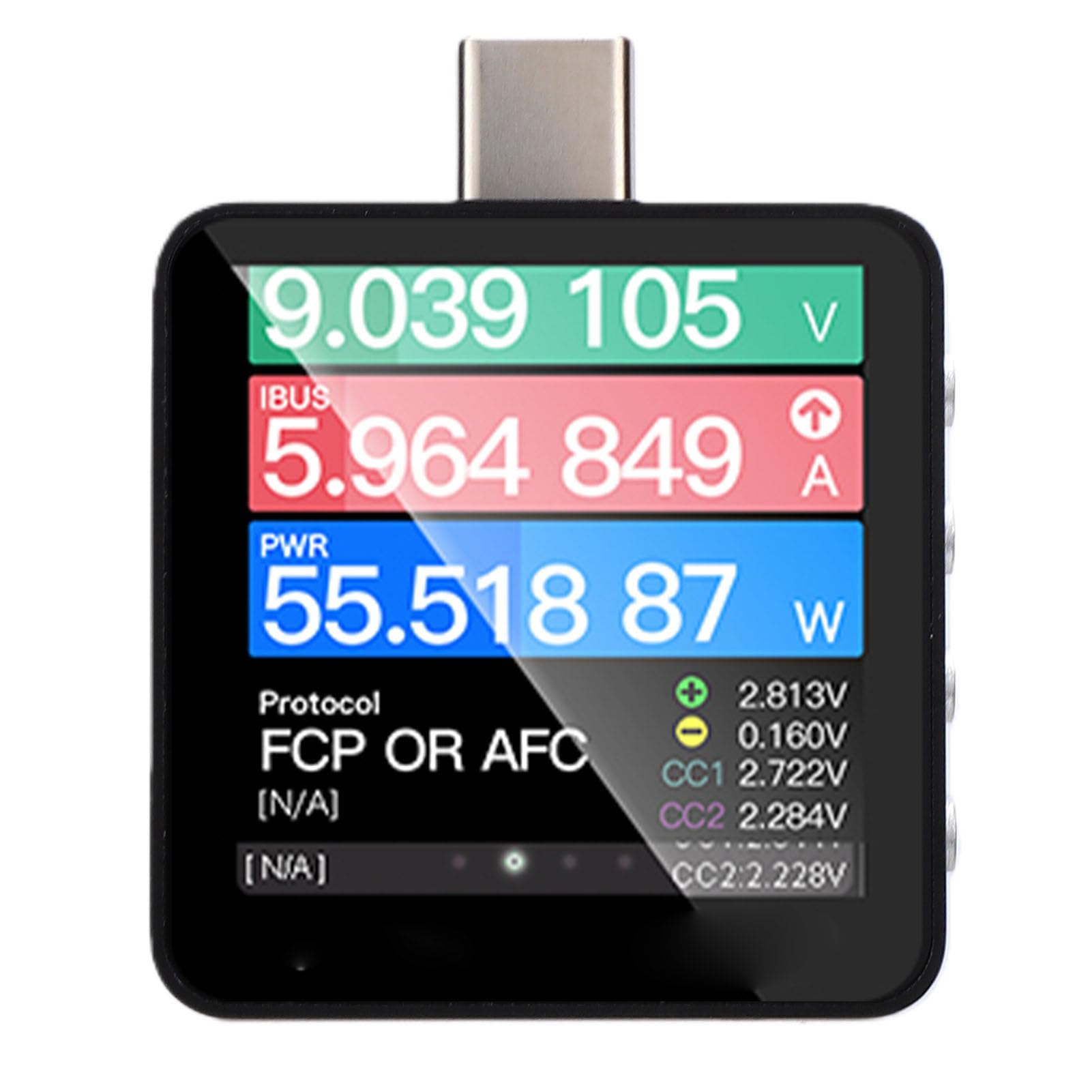 USB C Szybki Tester Ładowania z 1.54-calowym Ekranem IPS i 20-bitowym Miernikiem Napięcia/prądu ADC do Diagnostyki ładowarek PD3.1, QC5.0, IOS 140W.