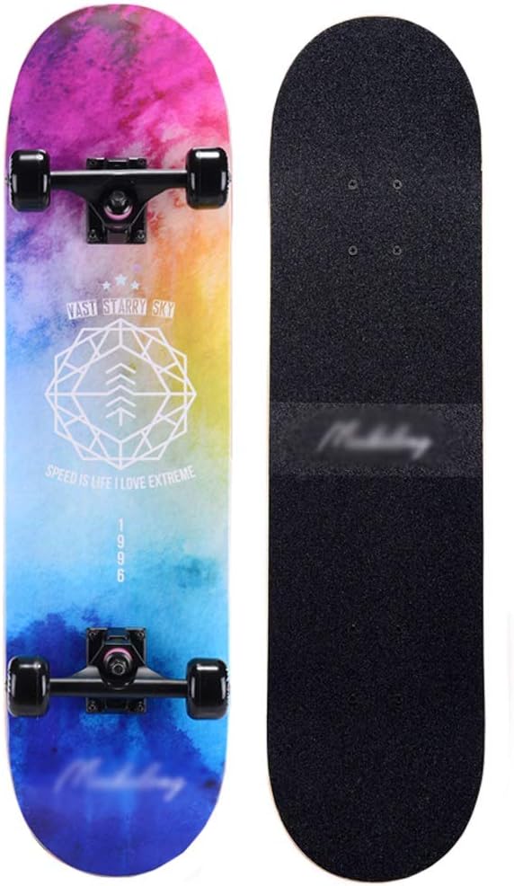 GLJJQMY Scooter Maple Long Board Brush Street Dance Board Four Wheels Double Skateboard Beginner Teen Boy Girl Professional Skateboard (with Flash Wheel) skateboard (Color : K)