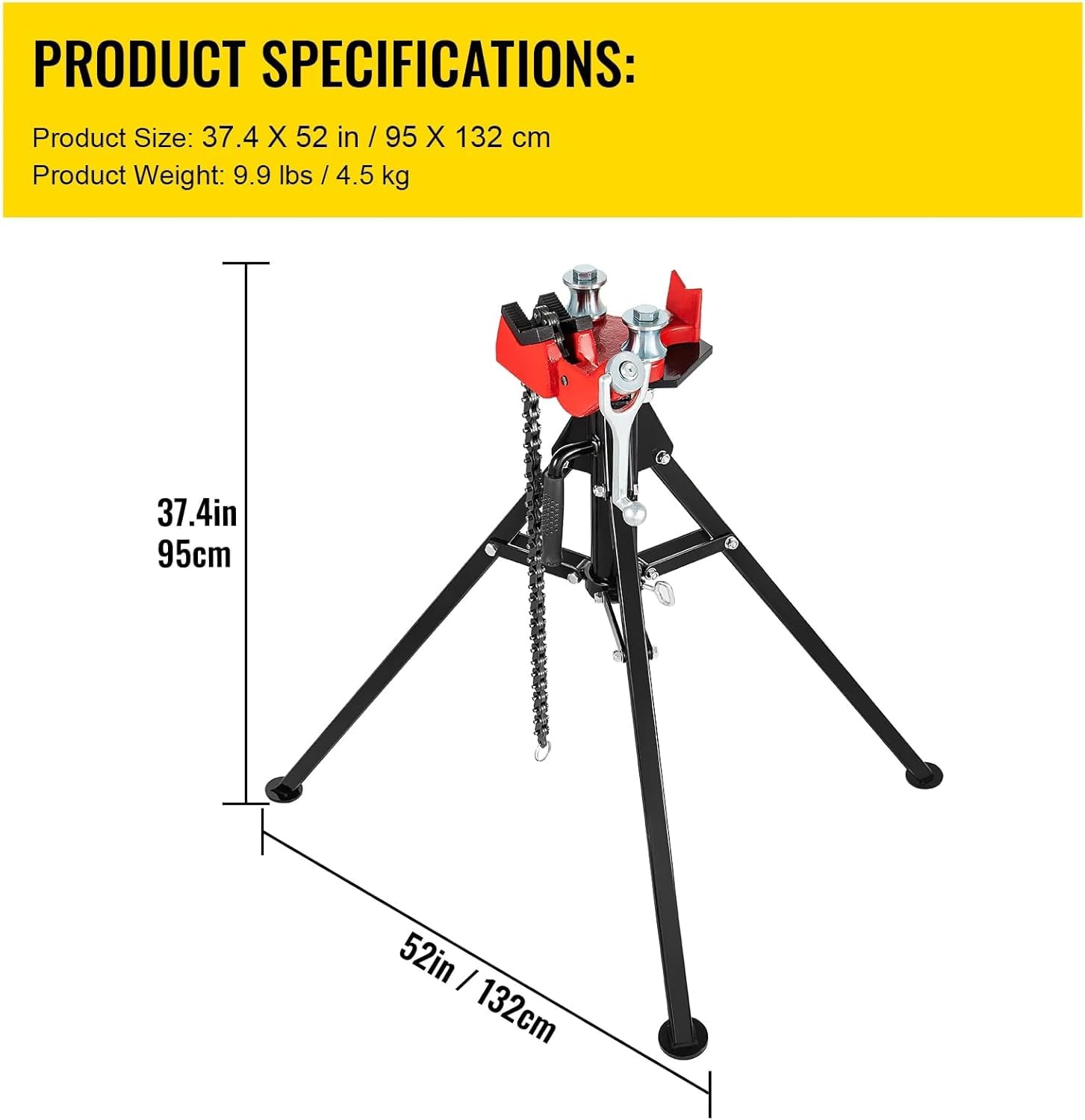 Soporte de tornillo de cadena, tornillo de banco de acero para agarrar, apoyar, doblar tuberías, patas plegables, capacidad de 0.1 a 5 pulgadas, ideal para fábrica, taller, uso doméstico