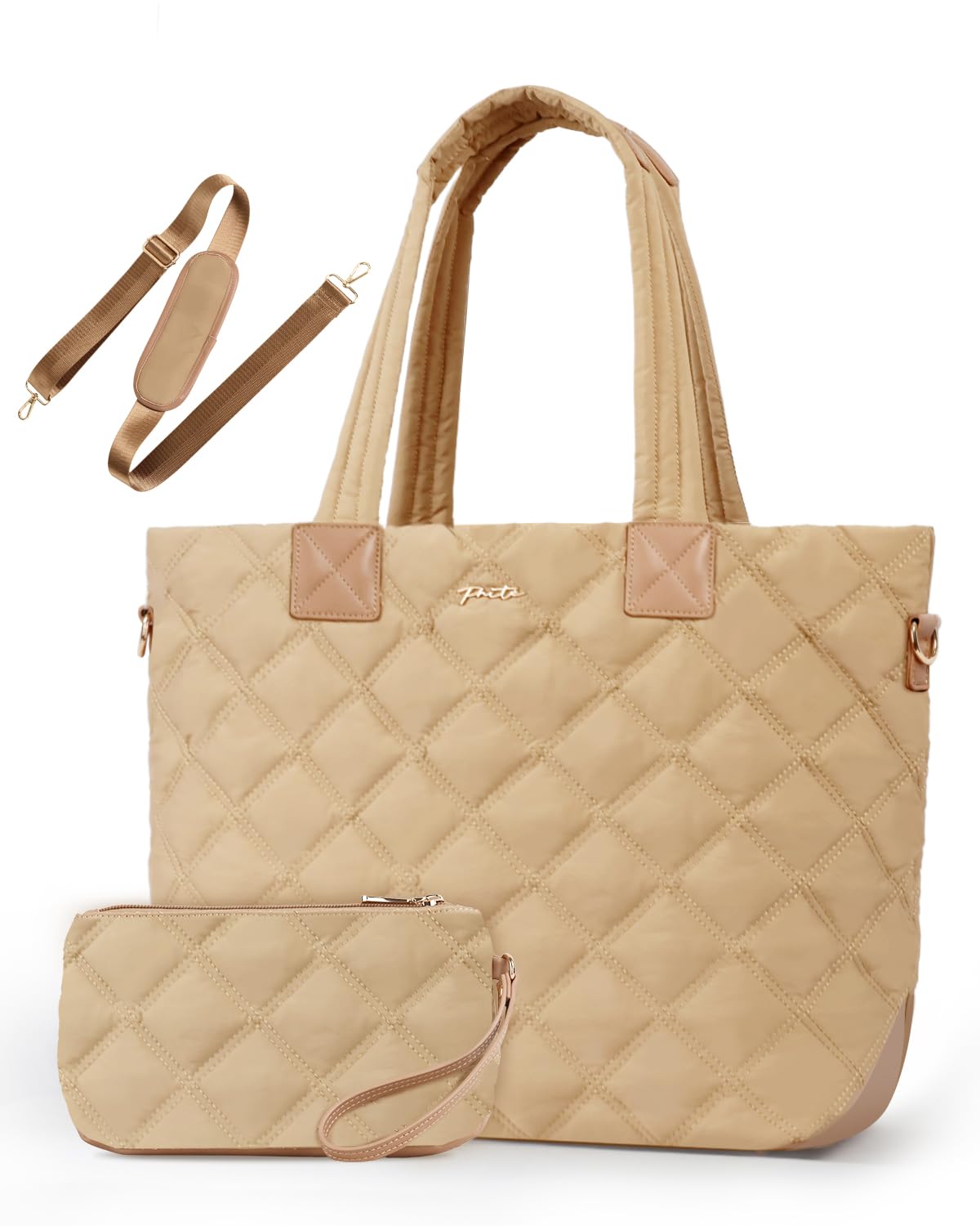 Prite Tote Bag for Women Lightweight Puffer Tote with Compartment Quilted Work Bag