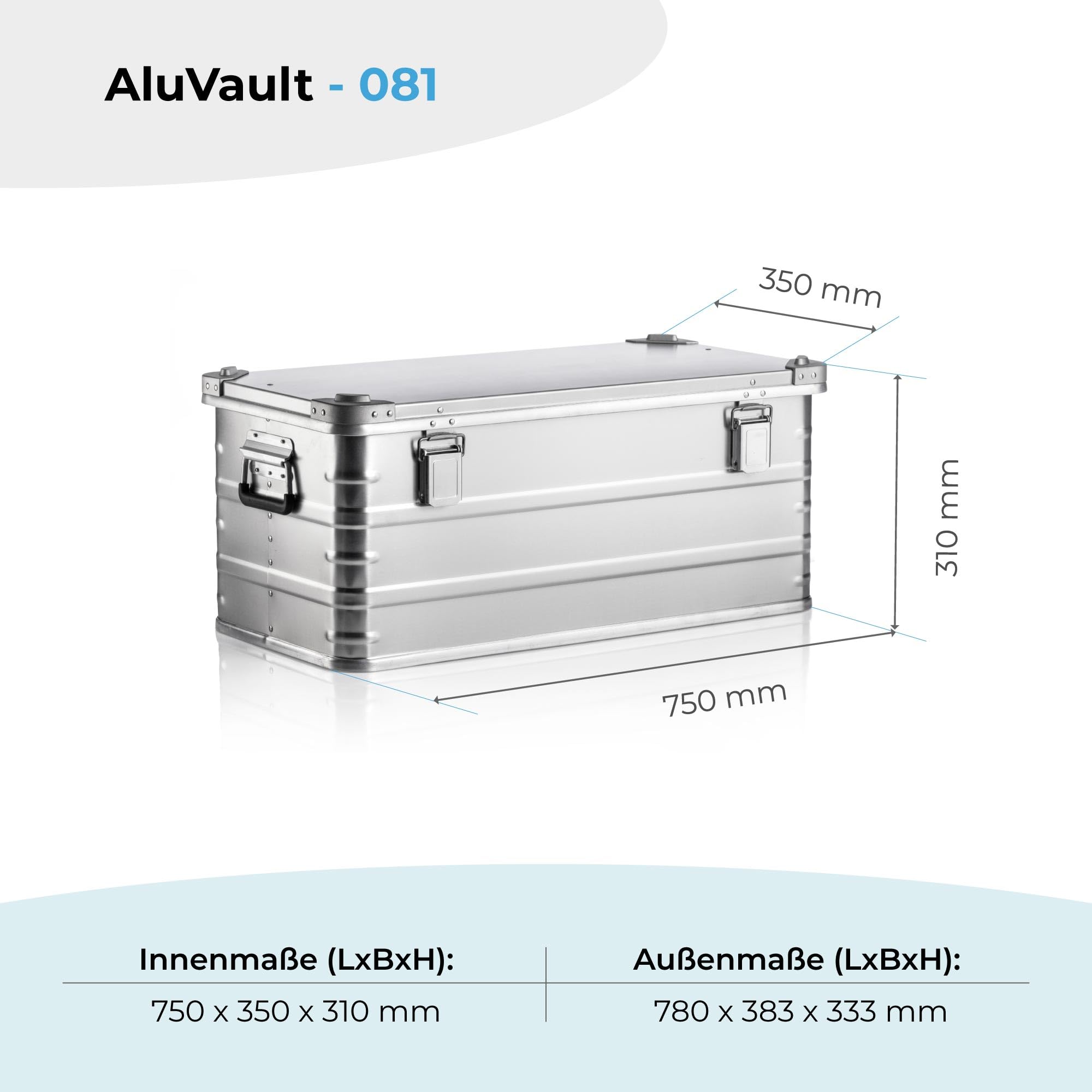 AluVault AV081 - Caja de almacenamiento de aluminio 100% aluminio, ligera, duradera, resistente a la corrosión con cerraduras seguras, ideal para herramientas, equipo al aire libre y