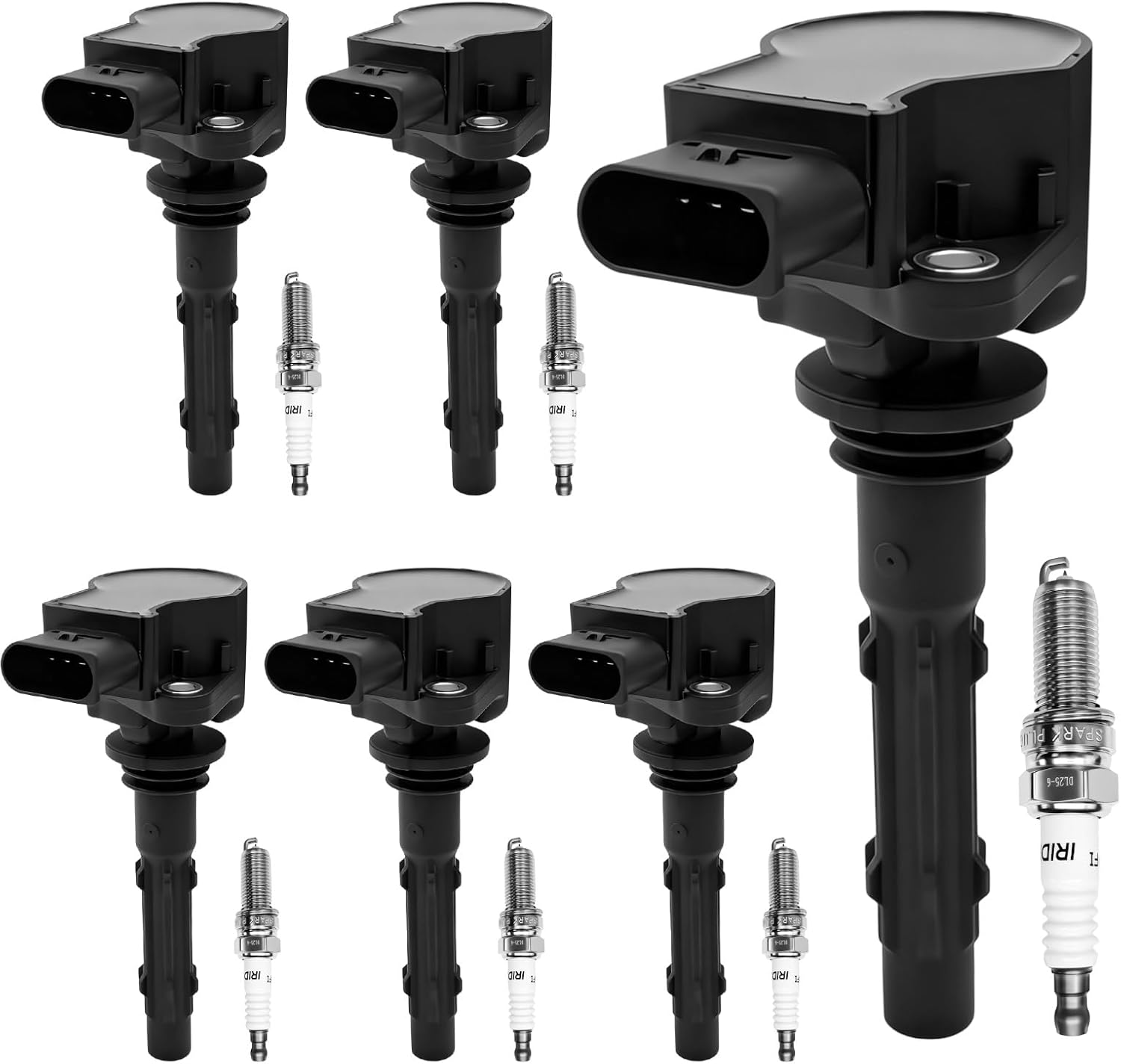 UF535 Ignition Coil & 95983 Iridium Spark Plugs Compatible with Mercedes-Benz C230 C280 CLK350 E350 ML350 SLK280 Dodge Sprinter 3500 2.5L 3.0L 3.5L 5.5L V6, Replaces C1691 5C1748