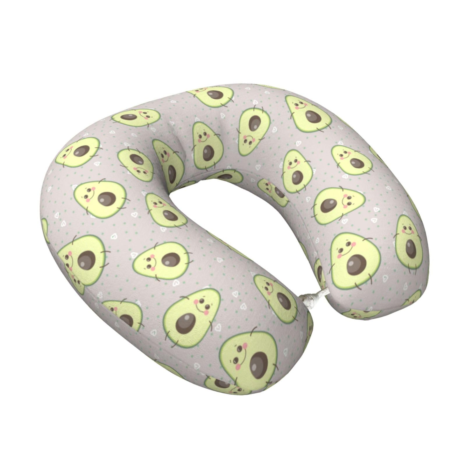 LKYMOH Cartoon Cute Avocado, Travel Neck Pillow U-Shaped Memory Neck Support Soft Comfortable With Washable Cover For Airplane Car Traveling and Office