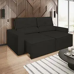 Sofá Retrátil/reclinável 2,00m Confortável Luxo Balaqui Cor:preto