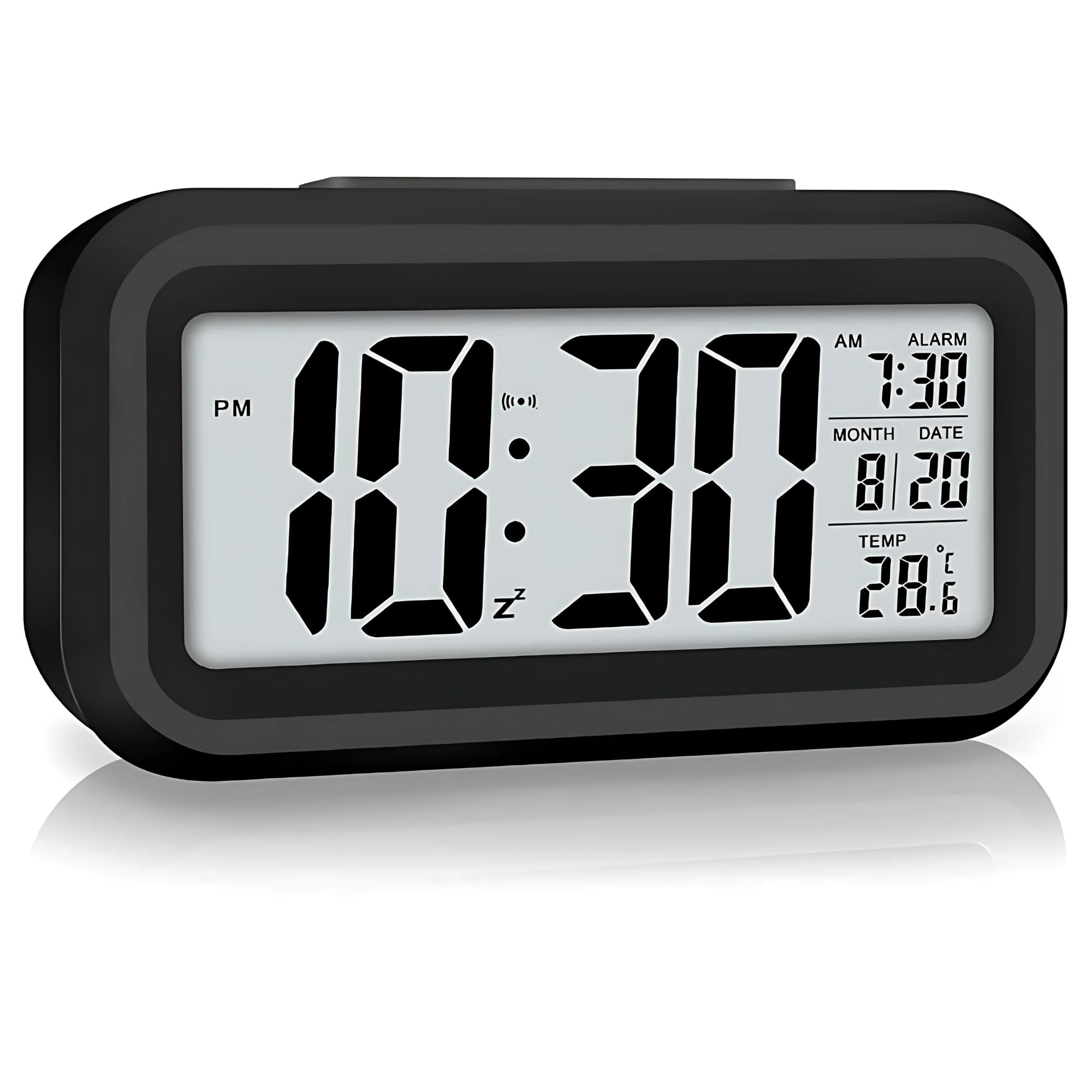 MANSAA Alarm Clock |18 Months Warranty | Digital Alarm Clock, Table Clock, Alarm Clock for Bedroom, Digital Clock for Table, Students, Home & Office with Temperature Sensor & Date (Black)