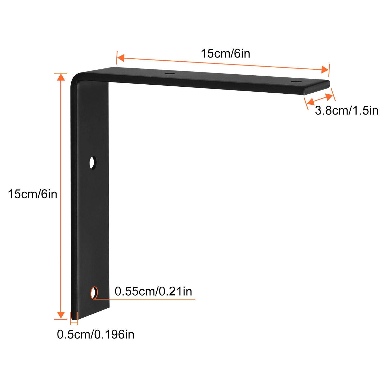 4 Pack Heavy Duty Black Metal Shelf Brackets 6x6 inch, STARVAST Wall Mounting L Angle Bracket