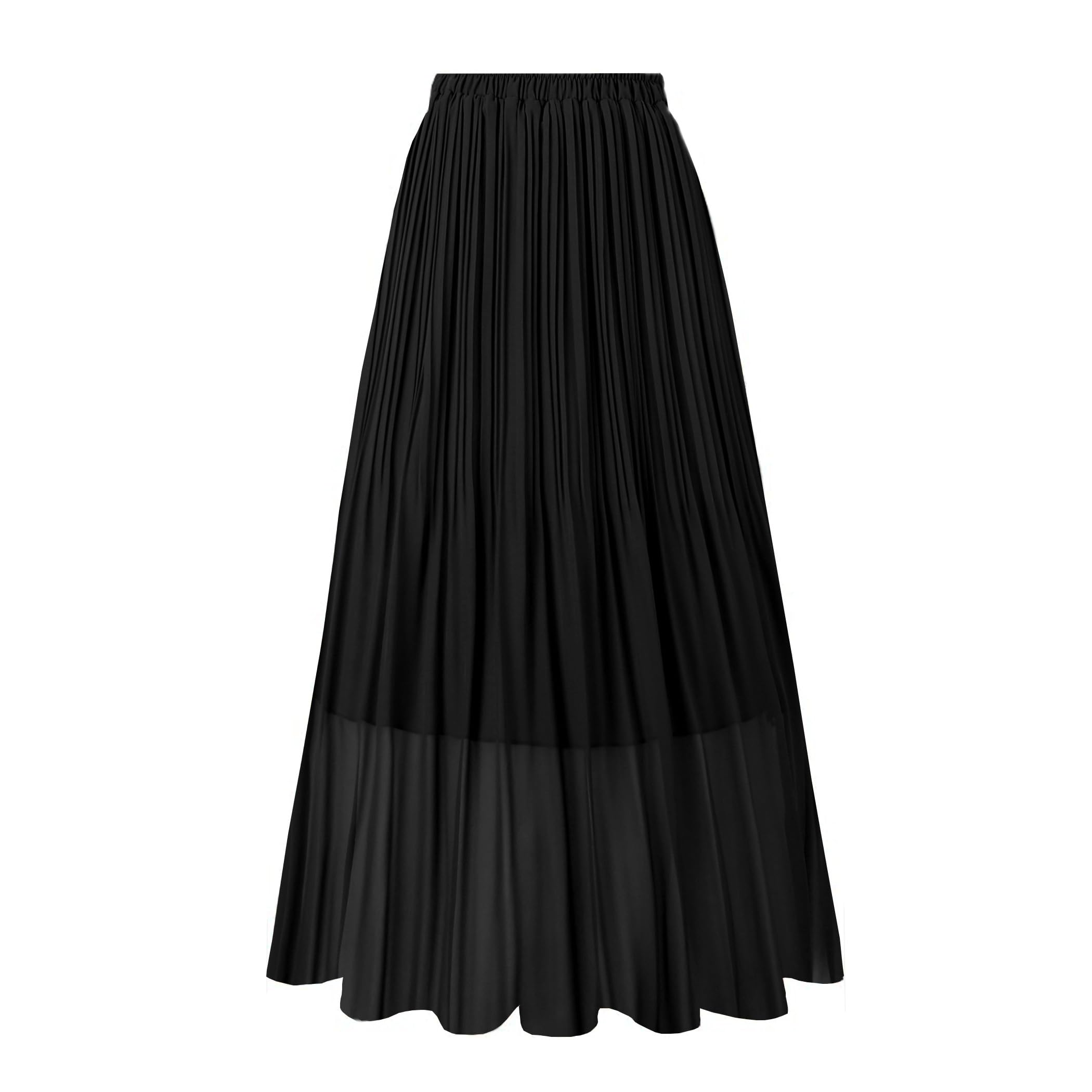 OBBUE Damen Casual Chiffon Röcke Elastische Taille A-Linie Midi Rock | Sommerrock, Karneval Rock, Sommer Midirock, Rockabilly Rock, Damen Midirock, A-Linie Faltenrock, Taille Midi Rock