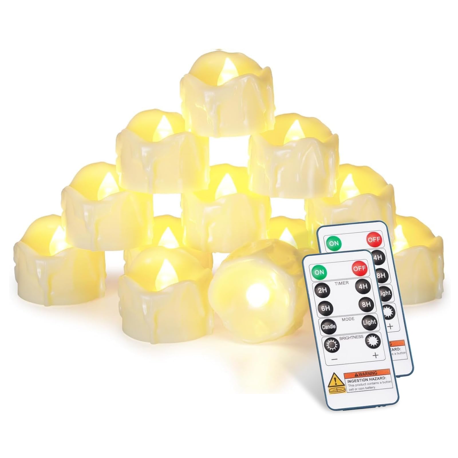 Homemory 24 pezzi telecomando Tealight con timer, candele senza fiamma con telecomando, batterie tealight, timer 2H/4H/6H/8H, ideali per decorazioni domestiche e feste stagionali