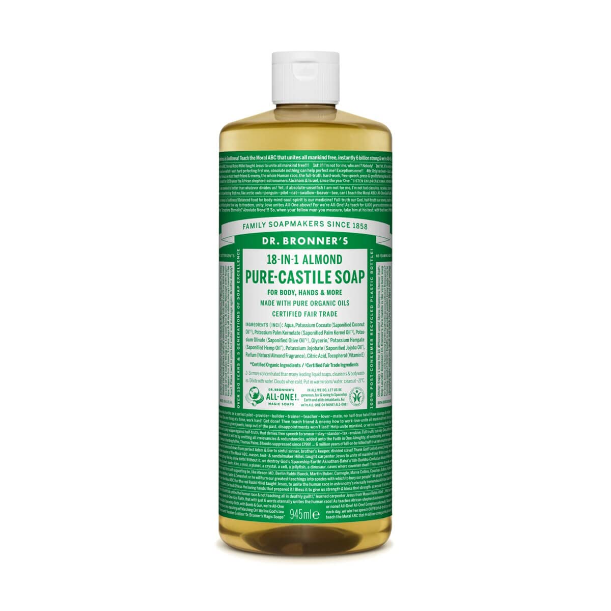 Dr. Bronner's Sapone Liquido Bio 945 Ml, Mandorla