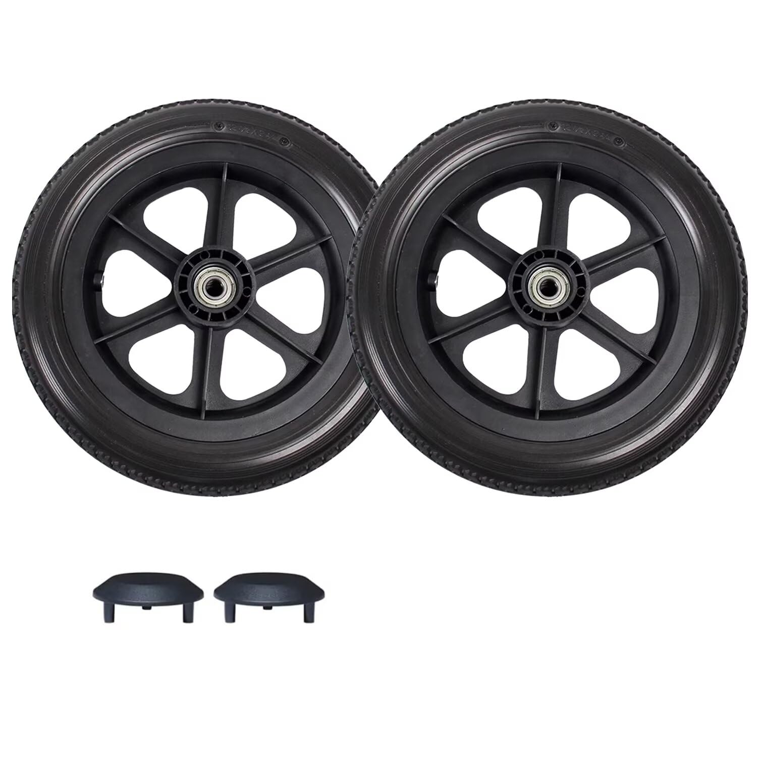 Zastąpcze koła tylne do wózka inwalidzkiego - 31,8 cm PU Solidne, nienadmuchiwane opony, akcesoria do manualnego wózka inwalidzkiego, łożyska: 1/2 cala (12 mm) - 2 szt