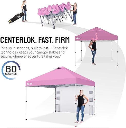 Miniatura 6 de CROWN SHADES Tienda de campaña con dosel, refugio portátil de 10 x 10 pies para exteriores con pared lateral de bolsillo, bloqueo central de empuje,