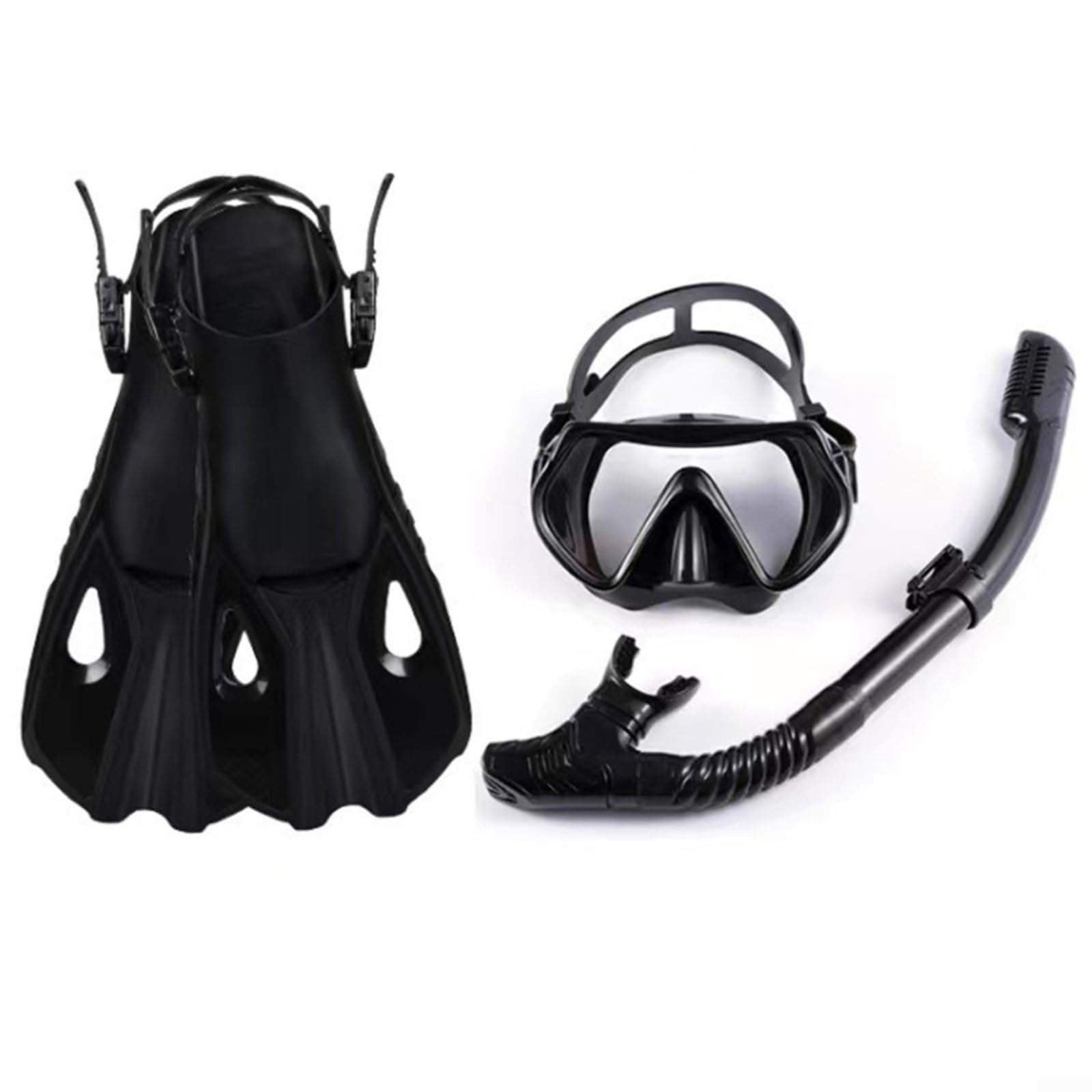 3-teiliges Schnorchelset mit Dry Top Schnorchel, verstellbarer Maske & Flossen für sicheres Tauchen und Schwimmabenteuer, Blau