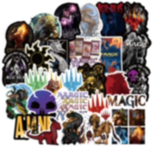 Magic Calcomanías de juego de cartas de reunión (50 piezas) para botellas de agua Hydroflask, laptop, patineta, equipaje para adolescentes y niños