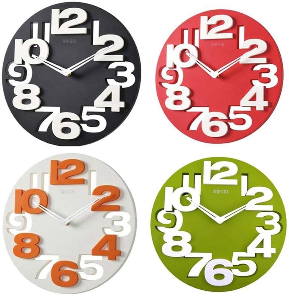 Horloge 3D stéréo noire XJBTBA grand format pendule murale bureau - 3