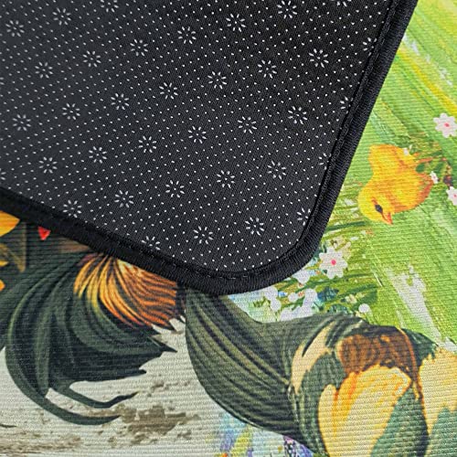 Rooster Kitchen Rugs And Mats Non Skid Washable Absorbent Stain Resistant,Durable And Easy To Clean,Anti Fatigue Kitchen Rug Set Of 2 Farmhouse Kitchen Decor 17 X47+17"X30" #TOP5