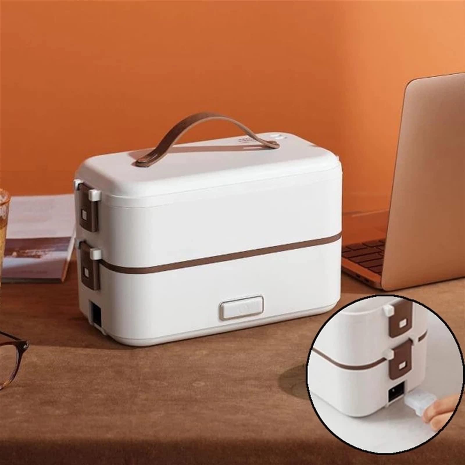JINGYAN Boîte à bento Electric Portable Cooking Heating Lunch Box Stainless Steel Liner Insulation Portable Plug-in Electric Heating Cooker Steamer(Pink)