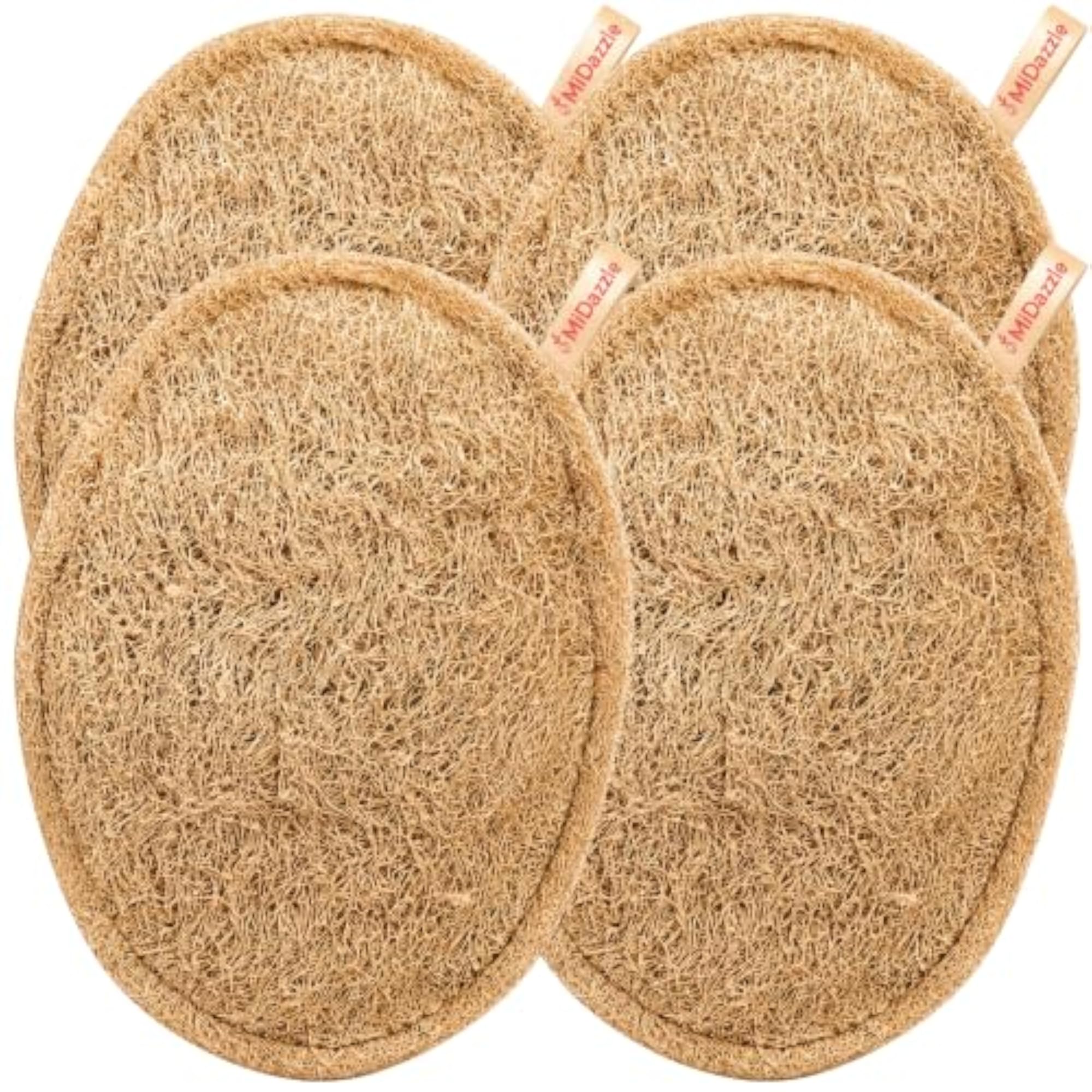 Natural Body Scrubber Loofah for Bathing, Pack of 4